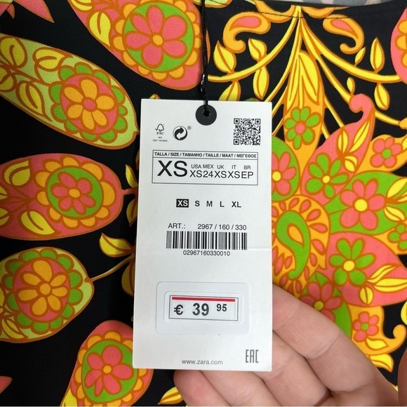 Zara NEW Mini Go-Go Dress Size XS 60's Groovy Floral Open Back - Picture 8 of 9